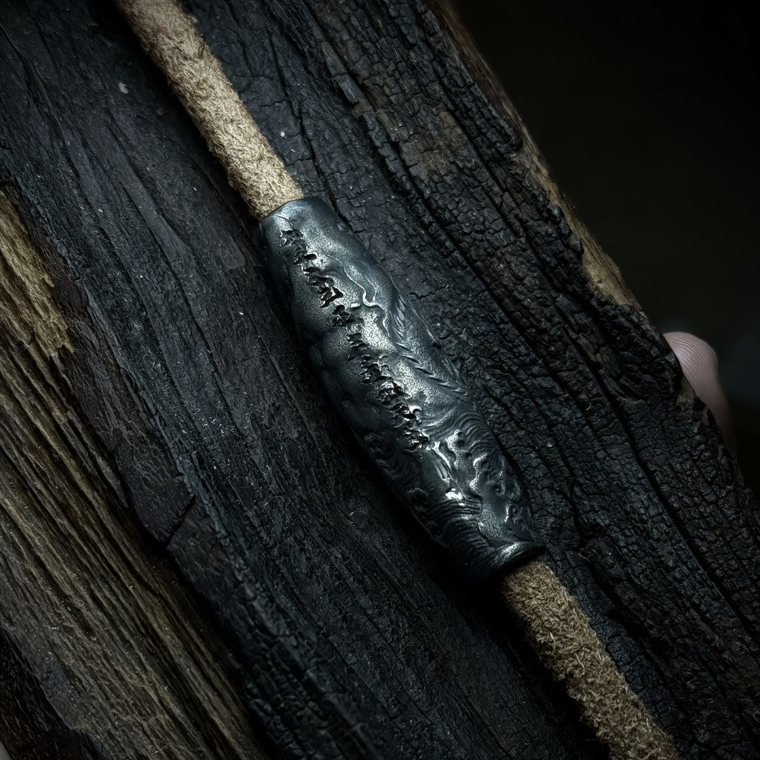 Silver Dzi Bead with Dragon Coil