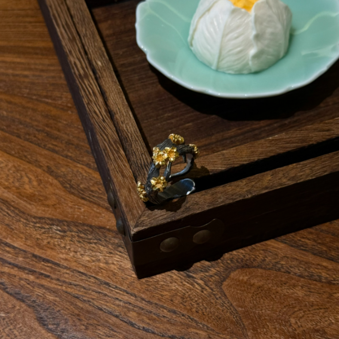 Gilded Peach Blossom Ring
