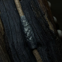 Silver Dzi Bead with Dragon Coil